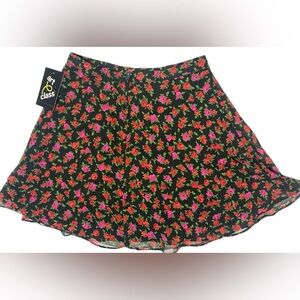 Art Class Girls M (8) Pink and Red Rose Floral on black base Flowy Skirt